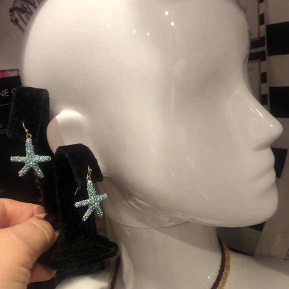Turquoise & Cubic Zirconia Starfish Earrings-Boutique - Picture 8 of 8